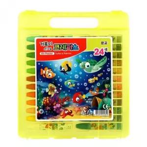 거북이 크레파스 24색 어린이 아동 유치원 어린이집 신학기 미술 준비물