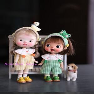 몽테조이  듀라 인형 옷 작은 개구리 노란 오리 흰 토끼 핑크 고양이 블루 세트 ob11용