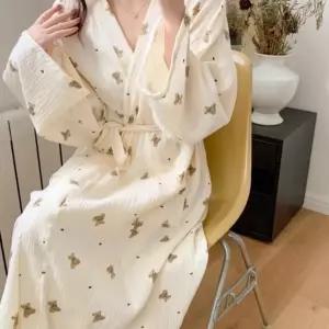 샤워 여행 용품 러블리 여성 여자 캐주얼 차박 호캉스 패턴 욕실 가운