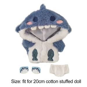 몽테조이 20cm 아이돌 인형 옷 상어 후드 만화 동물 코트 면화 사랑스러운 복장 장난감 액세서리
