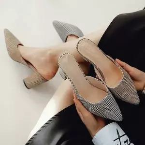 블로퍼 힐 체크뮬 여성구두 뽀족코힐 가보시 펌프스 (WFJSQZQ)