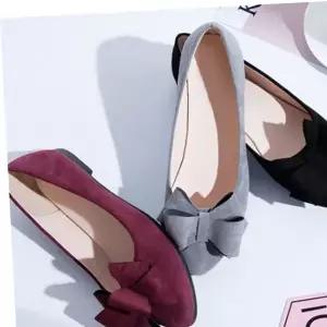 플랫슈즈 단화 여성 리본 스웨이드 플랫단화 로퍼 구두 F708