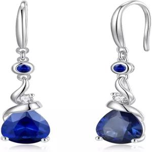 FANCIME 여성 귀걸이 925 스털링 실버와 배 젬스톤 당글 탄생석 고급 보석 생일 선물