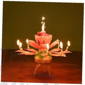 회전 멜로디 생일초 연꽃 모양 자동 점화 파티 케이크 장식 음악 캔들 생일 축하 이벤트용