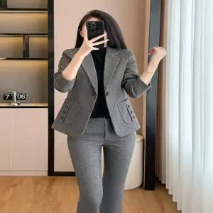 여자정장세트 모직 정장 세트 가을 겨울 오피스룩 캐주얼 코트 원템4