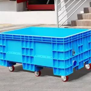 적층 플라스틱 박스 이동식 다용도 보관함 바퀴형 플라스틱 상자 대형 분리수거함 컨테이너 바스켓