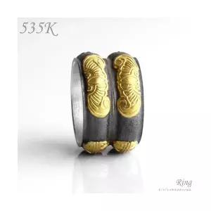 클루아조네코리아 은반지 은가락지 쌍가락지 스터링실버 금부 핸드메이드 칠보 535K