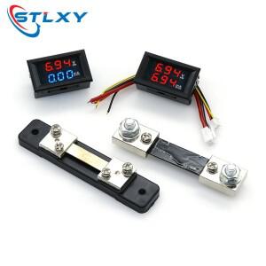 미니 소형 디지털 전압계 전류계 DC0-100V 50A 100A 패널 앰프 볼트 측정기 테스터 파란색 빨간색 듀얼 LED