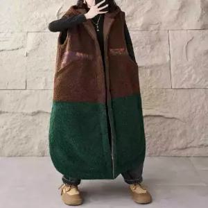 여자 조끼 겨울 빅사이즈 램스울 후드 민소매 롱 면 도톰 원픽4