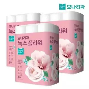 [모나리자] 녹스 플라워 1,200m 대용량 화장지 40m 30롤 X 3개 (총90개) 437197