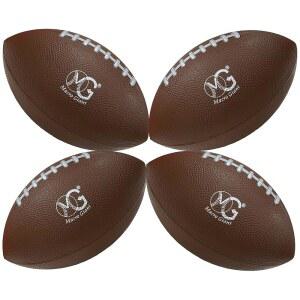 매크로 자이언트 9인치 PU 미니 폼 미식축구, 4종 세트, 브라운 컬러, 플레이그라운드 볼, 킥볼, 뒷마당, 해변, 학교 운동장, 초보자