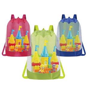 3팩 메쉬 비치 백 - 모래, 야외 여행 및 장비를 위한 가벼운 드로스트링 장난감 보관함