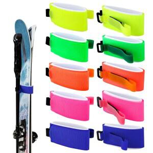 고스노르 10pcs 스키 스트랩 패스너, 스노보드 폴을 위한 2-in-1 운반 EVA 랩 타이 보호 장비 정리함 크리스마스 겨울 선물 (5가지 가벼운 색상)
