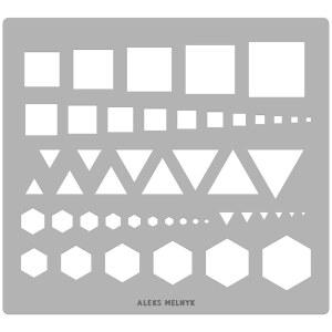 [미국배송] ALEX MELNYK NO.207 금속 삼각형 템플릿 사각 스텐실 마스터 아트 헥사곤 도구 등각 드로잉 라피다리 카보숑 기하학적 자 보석 템플릿 사각형