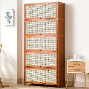 라탄수납장 신발장 원목 파티션 모듈수납장 캐비닛 5단