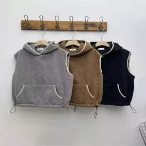 솔저스여성 램스울 조끼 겨울 캐주얼 솔리드 후드 스트링 나시 톱 OPH4