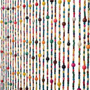 FlavorThings 36인치 x 79인치 41가닥 무지개 컬러 히피 우드 구슬 커튼 보호-보헤미안 천연 나무 문 입구 비즈 대나무 같은 창문 현관 장식 홈 데코 선물 세트