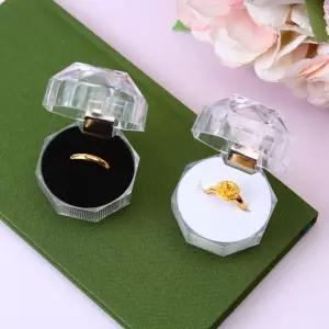 아크릴 돌반지 팔각 보석 주얼리 반지케이스 상자 투명 작은