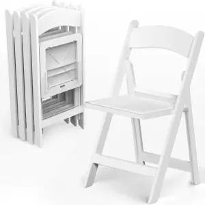 비닐 패딩 시트가 있는 올팝 4팩 레진 접이식 의자 550파운드 용량 파티 결혼 피크닉 이벤트용 상업용 세트