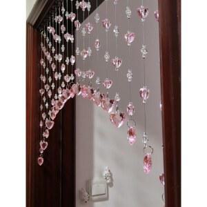 창문이나 현관문용 크리스탈 구슬 커튼, 코켓 룸 장식, 핑크 침실 틴 걸 장식 21줄