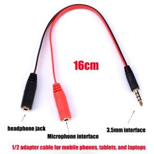 휴대용 4 섹션 1 대 2 휴대폰 헤드셋  컴퓨터 외부 마이크  노래방 변환 케이블  고음질