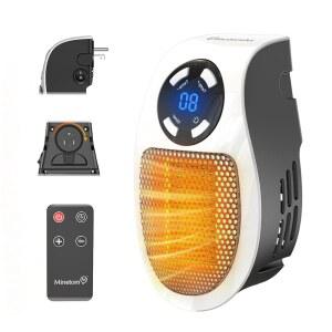실내용 소형 공간 히터 450W, 리모컨이 있는 벽 콘센트 전기 히터, 12시간 타이머 및 LED 디스플레이, 침실 욕실 사무실용 PTC 세라믹 고속 난방 안전하게 연결하세요