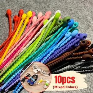 10피스 컬러 실리콘 케이블 DIY 키 체인 쥬얼리 가방 펜던트 스트랩 데이터 번들 끈 다기능 홀더