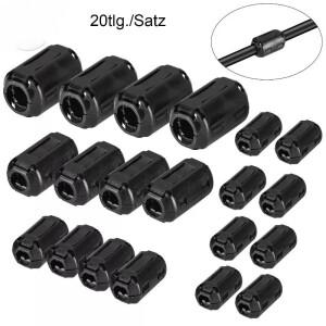 20피스 페라이트 코어 링 클램프 키트 필터 억제 클립 3.5 ~ 13mm 케이블 용 전파 방지 토로 이달 온