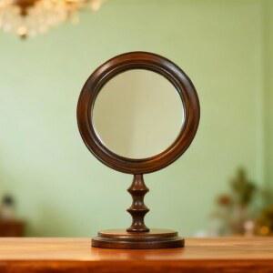 테이블탑용 후이다오 빈티지 메이크업 거울, 100% 원목 프레임 테이블 베니티 미러, 스탠드형 테이블, 침실 거실용 책상 거울 레트로 장식