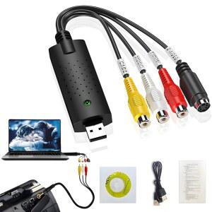 캡처 카드, USB 비디오 카드 장치, RCA용 오디오 변환기 그래버를 사용하여 VHS Mini DVCR Hi8 DVD를 디지털로 변환, PC TV 테이프 플레이어 캠코더, MAC Windows Vista 호환