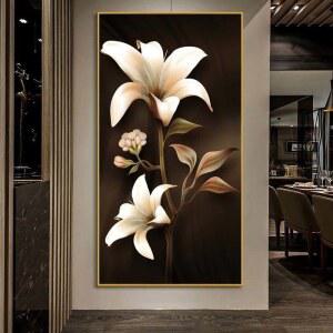 실크실 풍경 9 실십자수 프린트 도안 자수세트 명화 면실 3D 백합화 11CT 패키지