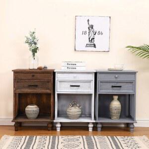 엔틱협탁 빈티지협탁 원목 화이트 침대옆 유럽풍 A타입 선반