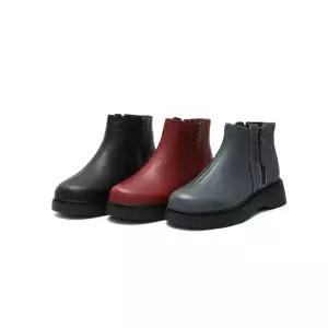 여친 플랫워커 리얼 워커 사이드 지퍼 단화 가을 겨울 소프트 앵클 부츠 기모 빈티지 면화 패피4