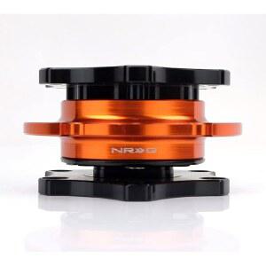 NRG Innovations NRG-SRK-R200BK-OR SFI 42.1 릴리즈 패턴 블랙 허브 쇼트 D형 볼트 6x70mm 시니 퀵 Spec 바디/오렌지 링 핸들 어댑터,