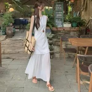 민소매 프릴 시스루 원피스 (WFK93Q8)