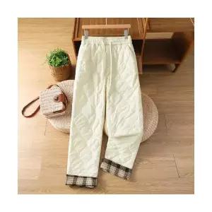 여성 바지 겨울 면 위에 도톰한 이중지 체크 빅사이즈 방풍 핫팬츠 OP4