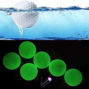 [포르르] 올로우윈 글로우 인 더 다크 & 플로터 골프공, 야광 플로트 볼, 플로팅 연습 나이트 워터 20-30분간 불 켜짐, 1배 uv 손전등 포함