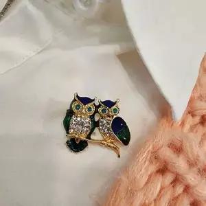 행운 큐빅 부엉이 핀버튼 브로치 WFGKAZ2