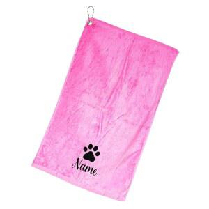 101 비치 개인 맞춤형 강아지 타월과 자수 이름, 클립 포함 - 스몰 사이즈 (Lt Pink)