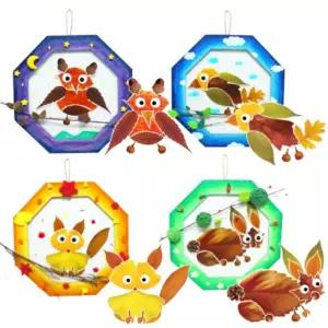 뚝딱 가을 스티커 리스 동물 5인용 만들기 교구 재료