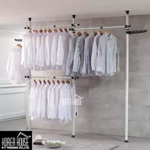 (3단)(38mm) 폴 행거/의류/코트/수납/조립/고정식/옷걸이/설치/천장형/원룸/인테리어/행거봉/디자인/고급형