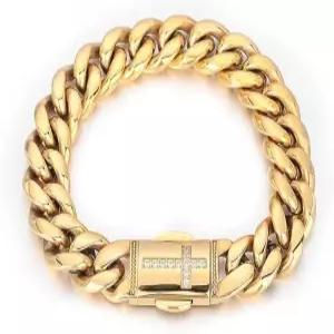 남성 14000 골드 쿠바 팔찌. 여성 발렌타인데이/생일 선물용 메시 팔찌 (노란색 9개)