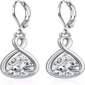 HELORET 인피니티 댕글 드롭 귀걸이와 탄생석 귀걸이 보석 생일 선물