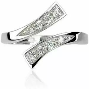 0.10 Ct 원형 컷 시뮬레이션 다이아몬드 바이패스 조절 가능 토링 14K 화이트 골드 도금 925 실버