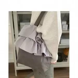 백 에코백 가방 주름 포인트 데일리 숄더백 대학생 캉캉 크로스백 셔링 퍼플