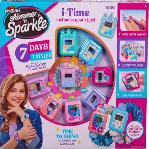 CRA-Z-ART Shimmer N Sparkle I Time 장식용 스킨 프레임 8세 여아용 손목 랩 스트랩에 팝업 디지털 시계를