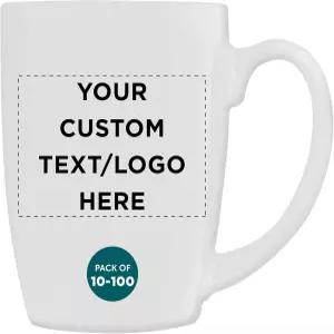 할인 프로모션 커스텀 커브드 자바 커피 머그잔 12온스. 10/50/100 세트 - 개인 맞춤형 벌크 팩 스톤웨어