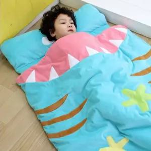 어린이 유아 아기 프리미엄 낮잠 이불 가방 세트 상어 W6BB2EC