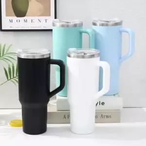 1.18리터 대용량 스텐 텀블러+빨대 포함 손잡이 보온 보냉병