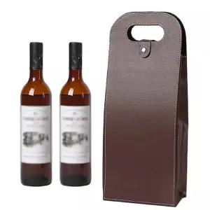 이시아르 클래식 PU가죽 2구 브라운 와인 캐리어 가방